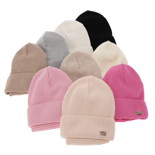 Flicka höst/vår set: mössa och tubhalsduk, gråbrun, 100% Merino Ull, Itra