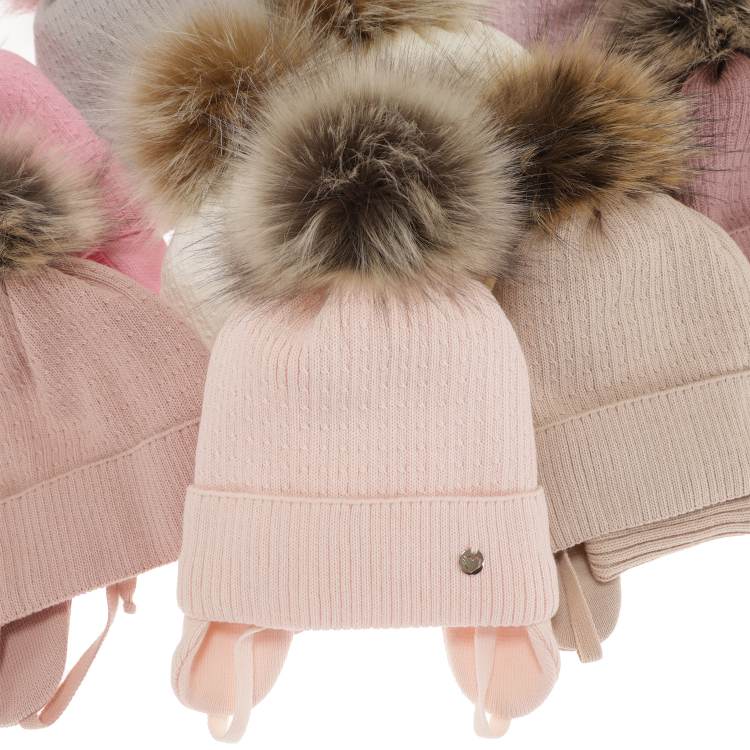 Flicka vinter set: mössa och halsduk, lila, med pompom, wiązany, Debra
