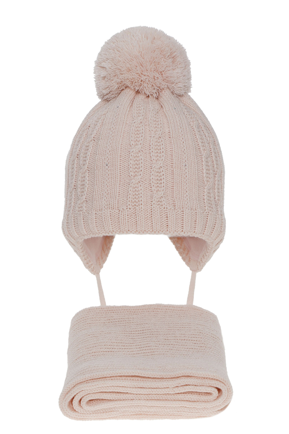 Flicka vinter set: mössa och halsduk, rosa, med pompom, Candy