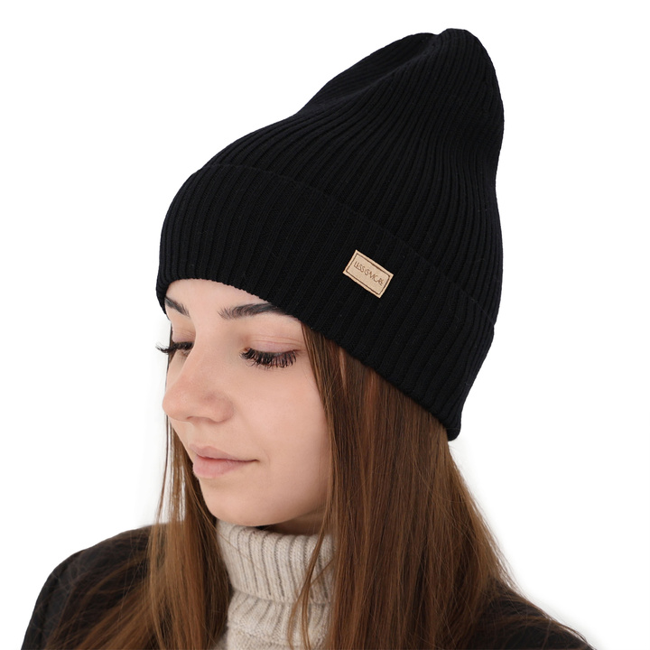 Dam vinter, vår mössa, svart, 100% Merino Ull, Sophie