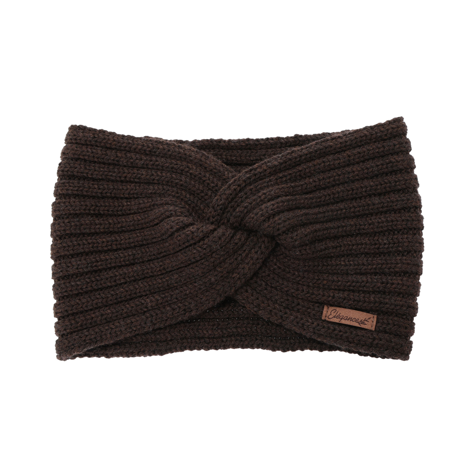 Dam vinter pannband, brun, 100% Merino Ull, Veka