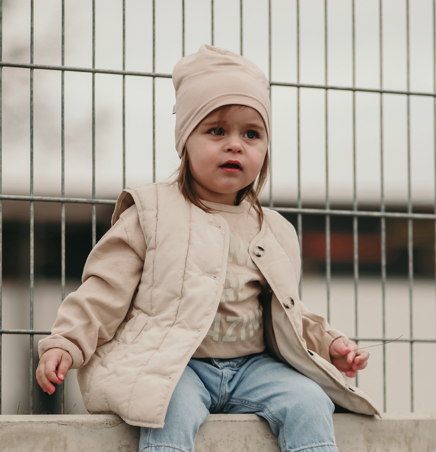 Flicka höst/vår set: mössa och tubhalsduk, lila, bomull, Hazelka