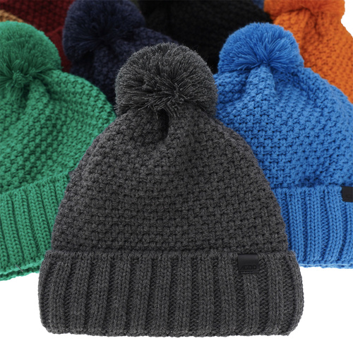 Pojke vintermössa, camel, med pompom, Polins