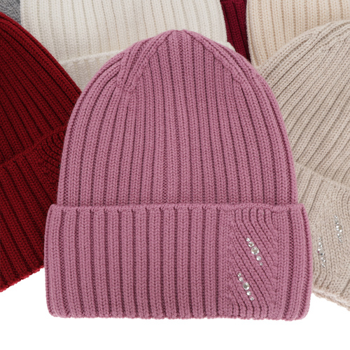 Dam vintermössa, lila, 100% Merino Ull, Ariga