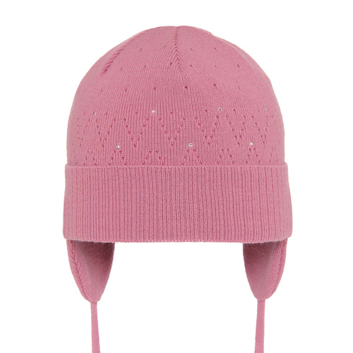 Flicka höst/vår mössa, rosa, med knytband, Apka