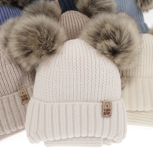 Pojke vinter set: mössa och tubhalsduk, vit, 100% Merino Ull, Med knytband, Konor