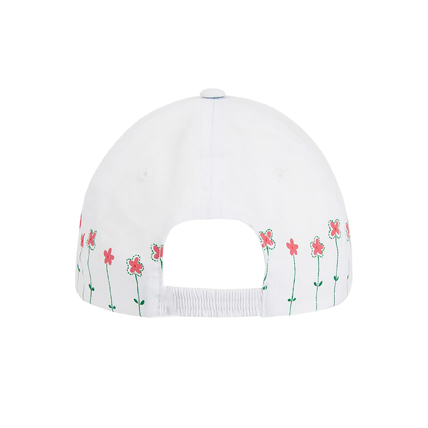Flicka keps, vit, med bomull, med rosa skärm, med kanin, Ola
