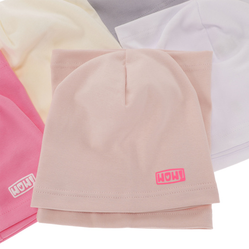 Flicka höst/vår set: mössa och tubhalsduk, beige, fodrad med bomull, Friza