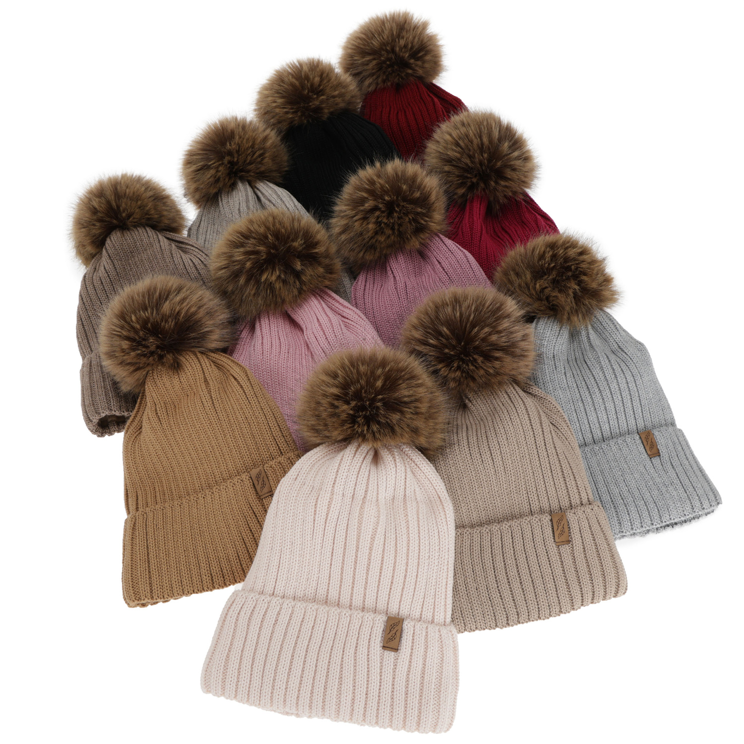 Dam vintermössa, beige, med merinull, Zamira