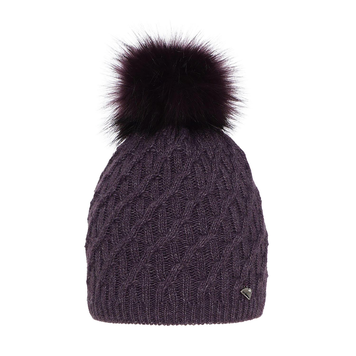 Dam vintermössa, lila, med pompom, Kaskada