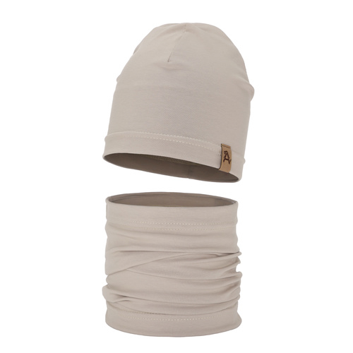 Pojke höst/vår set: mössa och tubhalsduk, beige, Griffin
