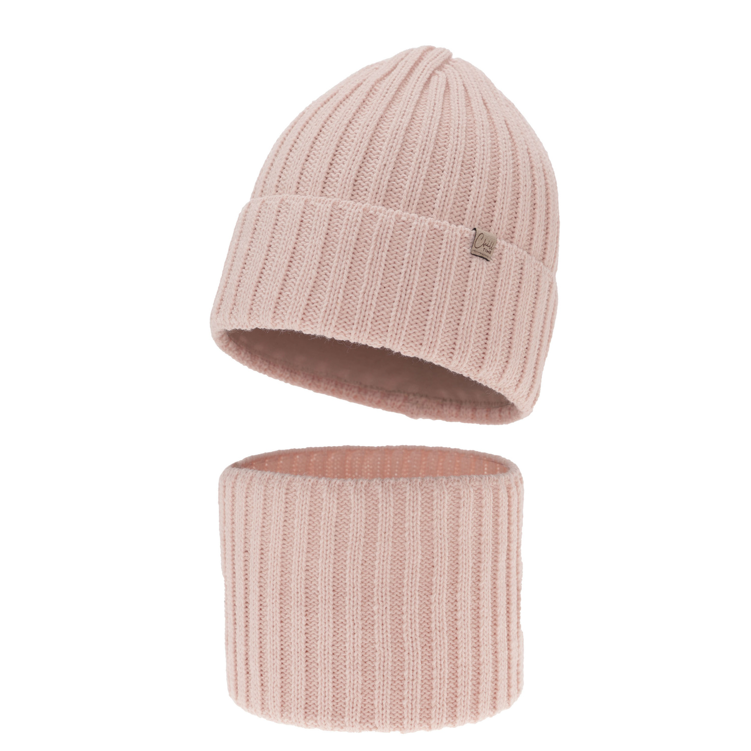 Flicka vinter set: mössa och tubhalsduk, ljusrosa, Mitti
