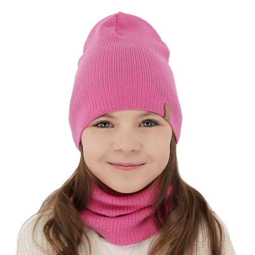 Flicka höst/vår set: mössa och halsduk, vit, 100% Merino Ull, Ricona