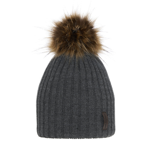 Pojke vintermössa, grå, med pompom, Amur