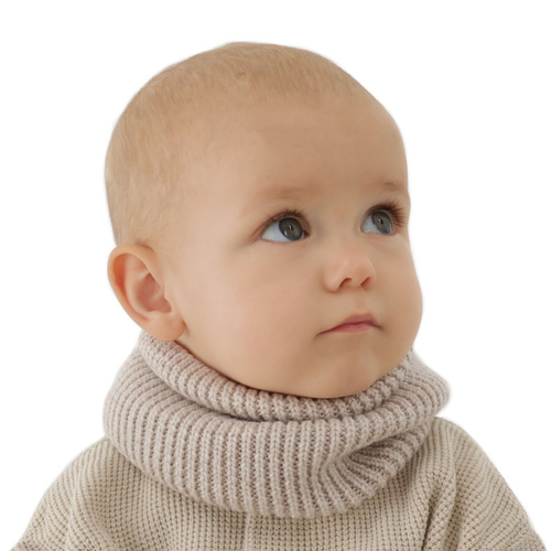 Barn vinter tubhalsduk, grå, 100% Merino Ull, Vanilla
