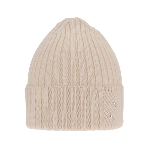 Dam vintermössa, beige, med merinull, 100% Merino Ull, Ariga