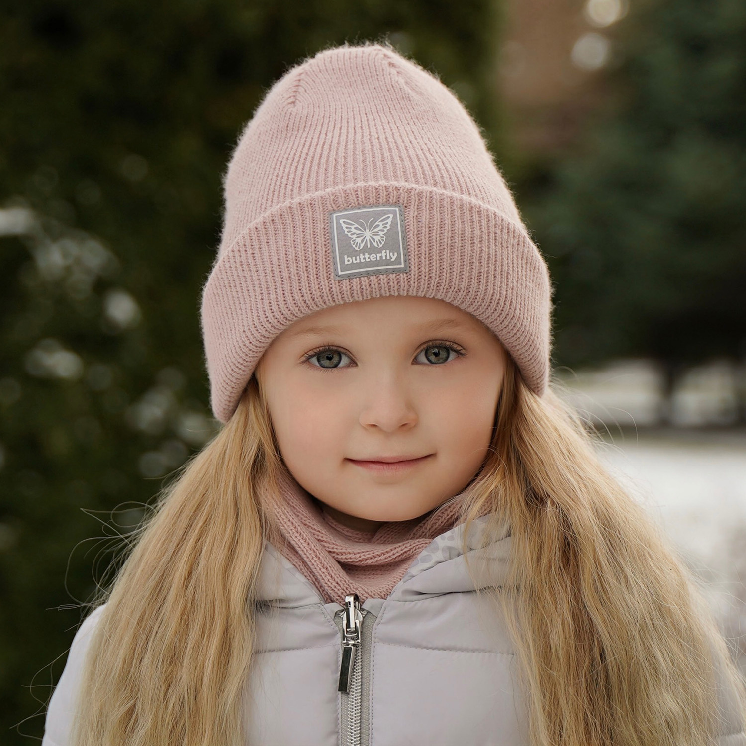 Flicka vinter set: mössa och tubhalsduk, brun, Florka