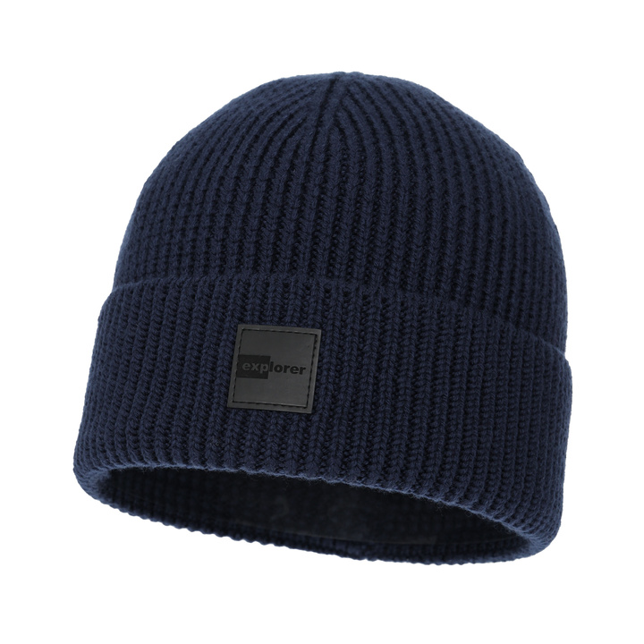 Herr vintermössa, mörkblå, 100% Merino Ull, Iron