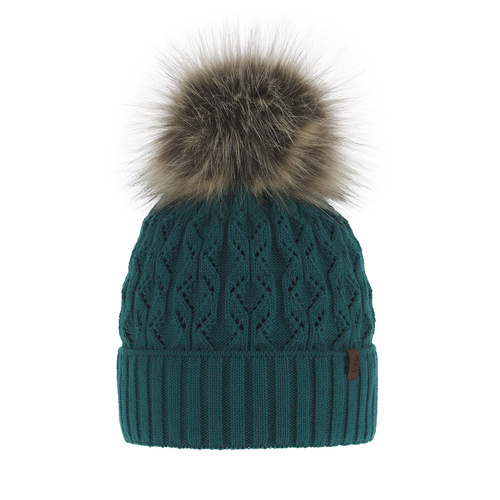 Dam vintermössa, smaragdgrön, med pompom, Katty