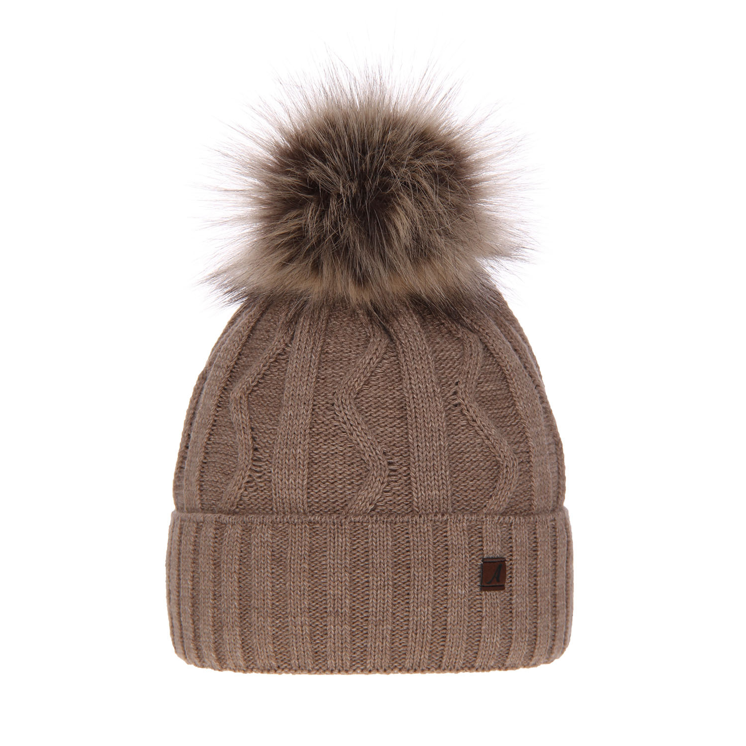 Dam vintermössa, beige, med pompom, Renika