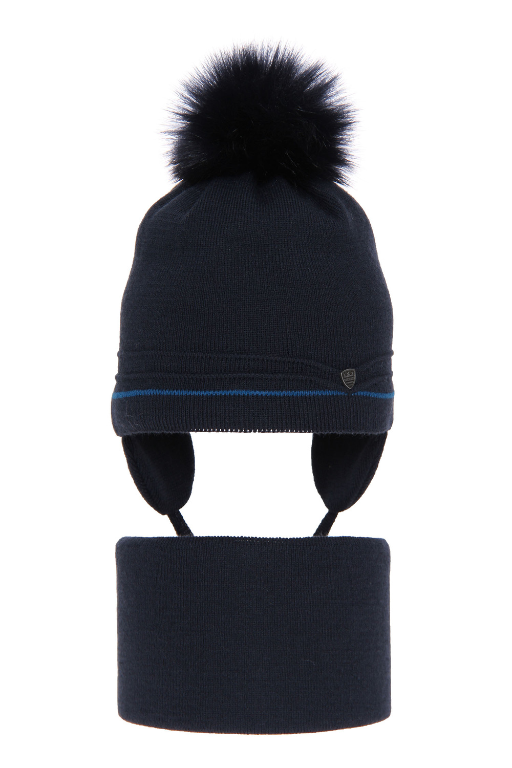 Pojke vinter set: mössa och halsduk, granat, med pompom, Burgund