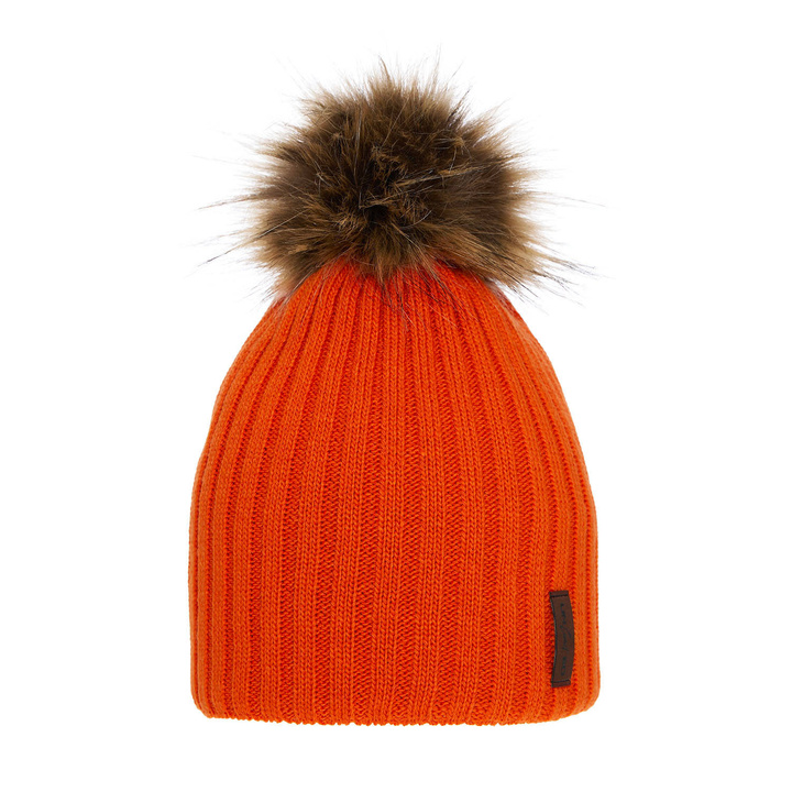 Pojke vintermössa, orange, med pompom, Amur