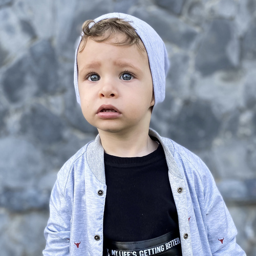 Pojke höst/vår set: mössa och tubhalsduk, blå, fodrad med bomull, Hazel