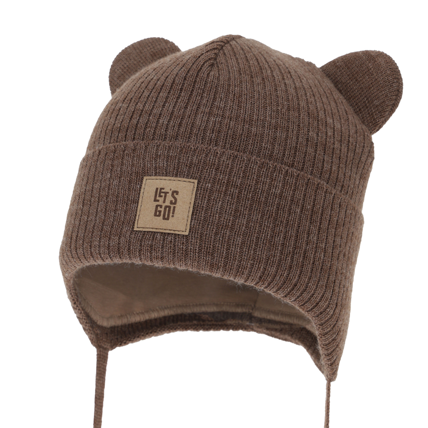 Höst- och vårmössa med öronlappar för pojke, brun, Dewin