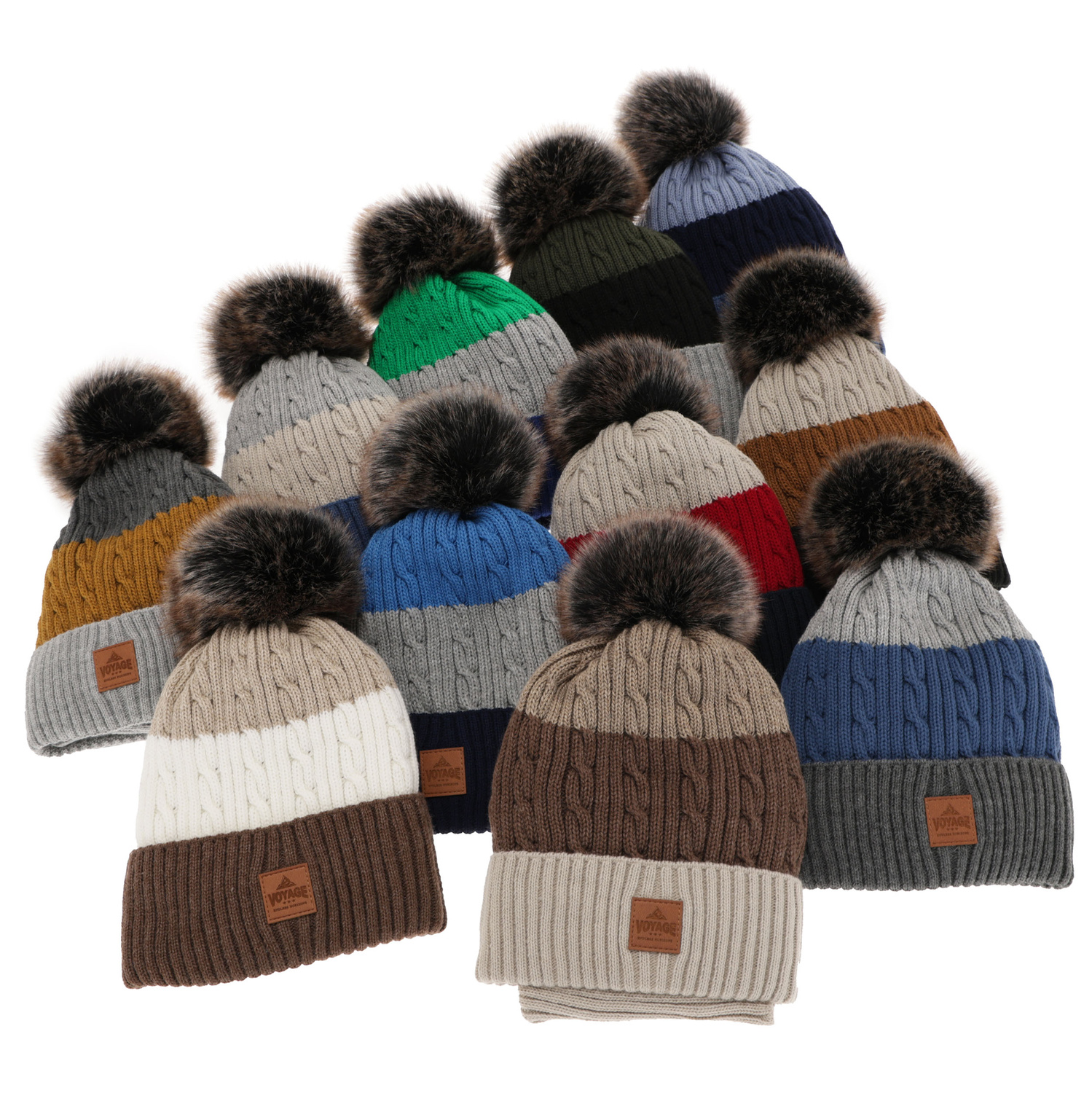 Pojke vinter set: mössa och halsduk, grå, med pompom, Luxor