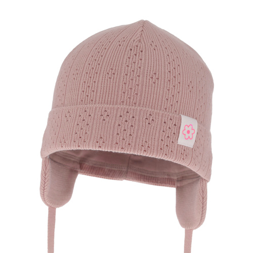 Flicka höst/vår mössa, rosa, med knytband, Lucrezia