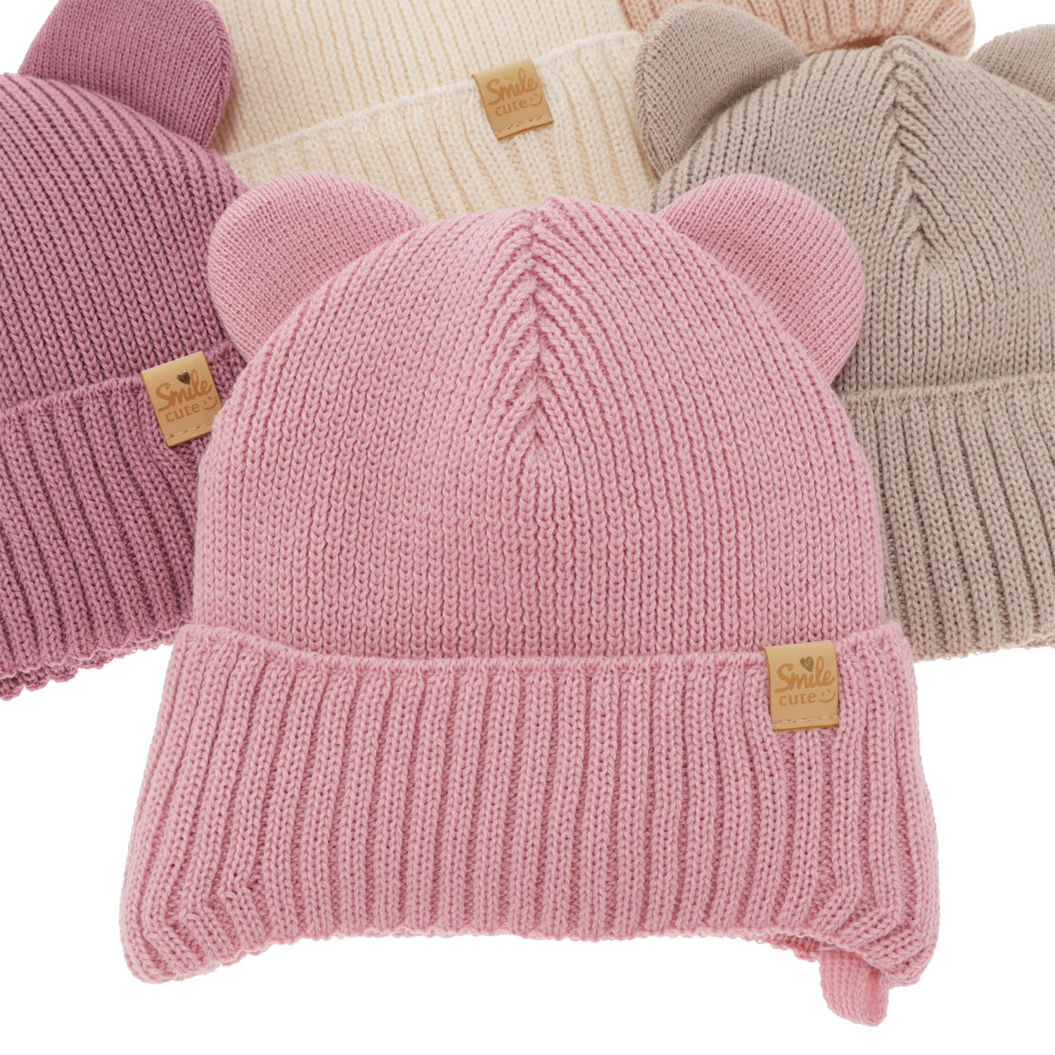 Flicka vintermössa, rosa ljus, med knytband, med merinull, Shira