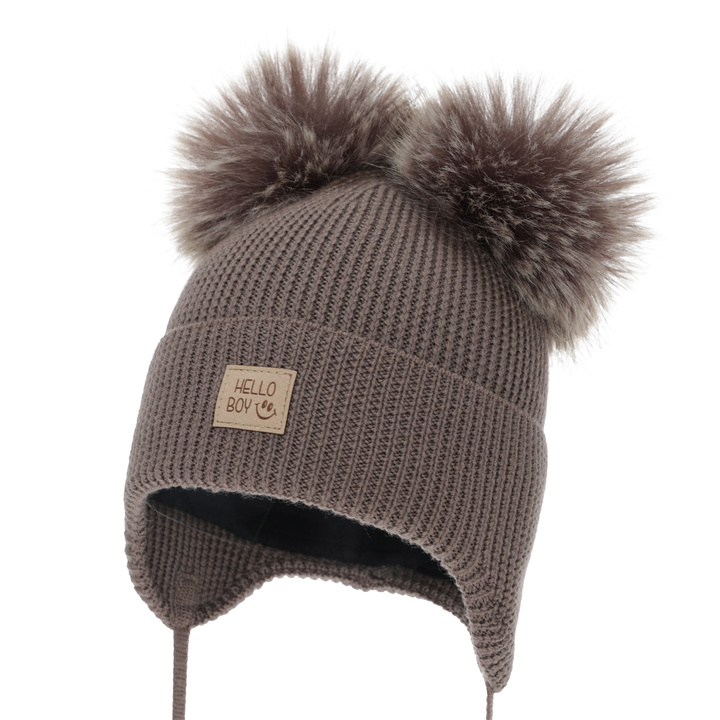 Pojke vintermössa, blå, 100% Merino Ull, fodrad med ull fleece, Tambor