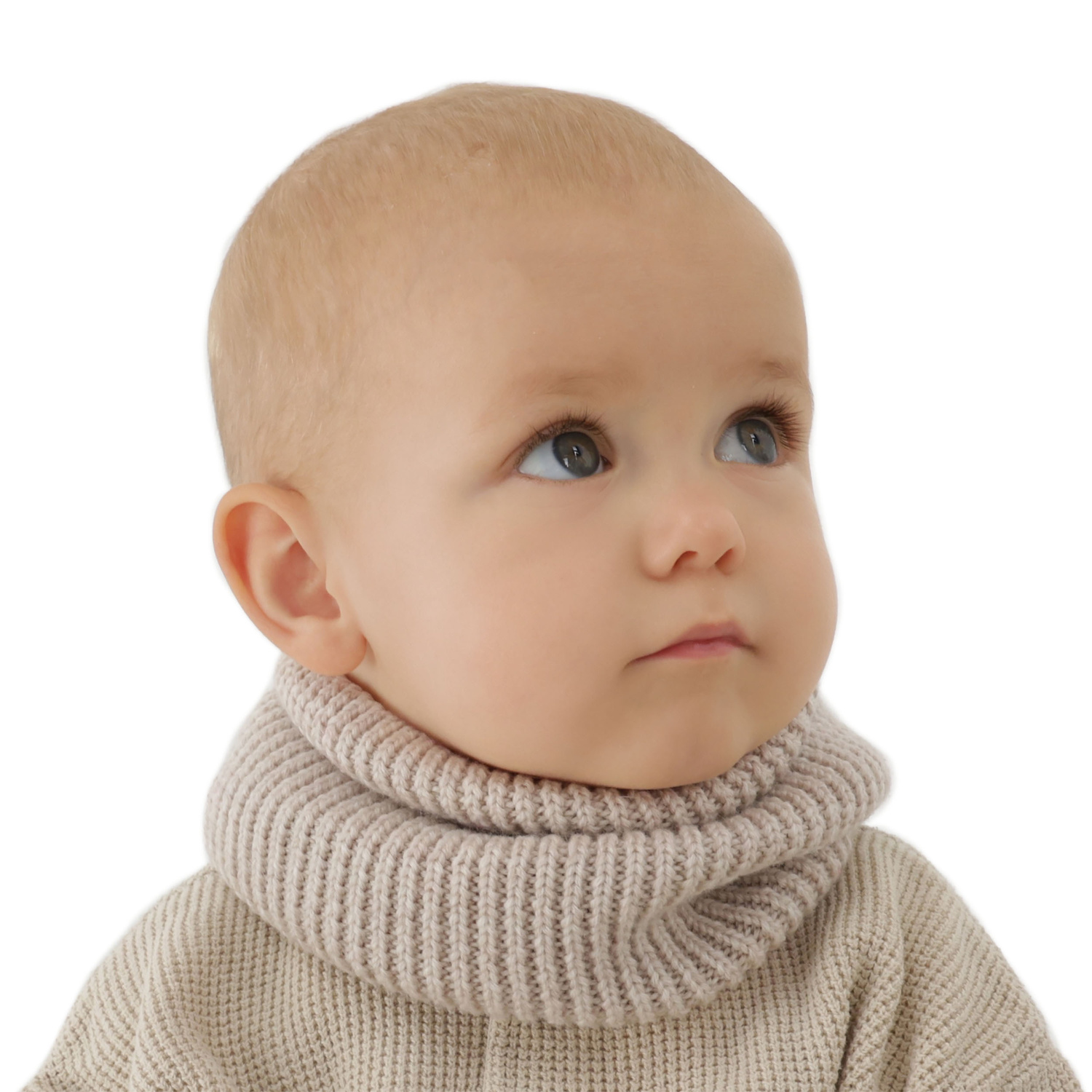 Barn vinter tubhalsduk, grå, 100% Merino Ull, Vanilla