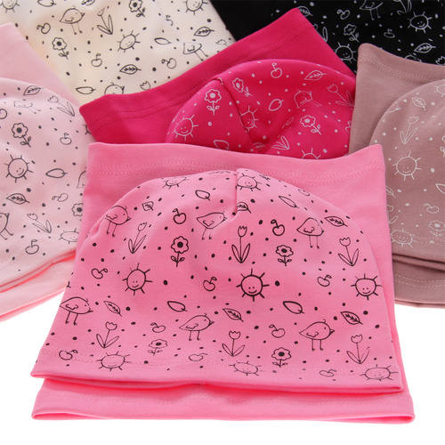 Flicka höst/vår set: mössa och tubhalsduk, lila, bomull, Sesja