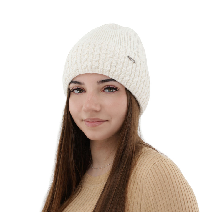 Dam vintermössa, krem, med merinull, Febe