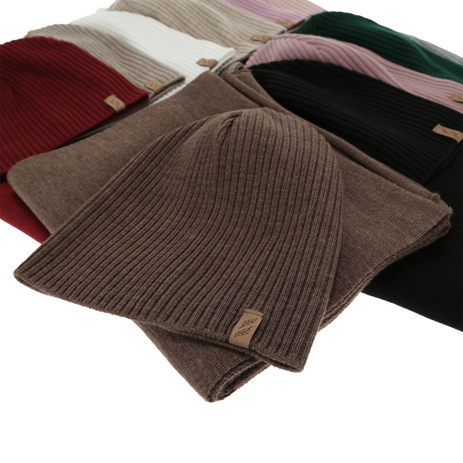 Dam vinter set: mössa och halsduk, beige, Fena