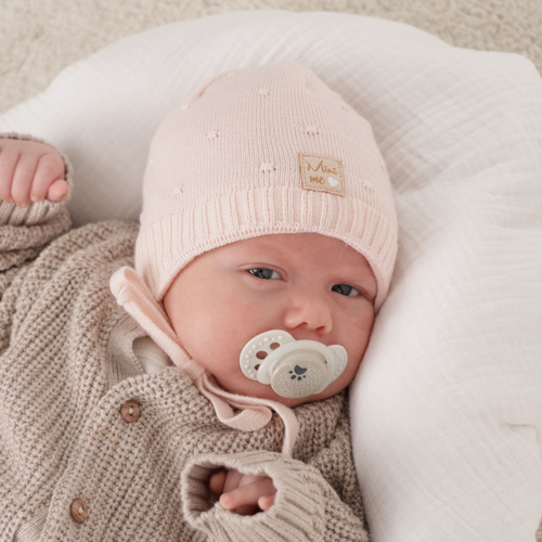 Flicka höst/vår mössa, beige, med knytband, Celine