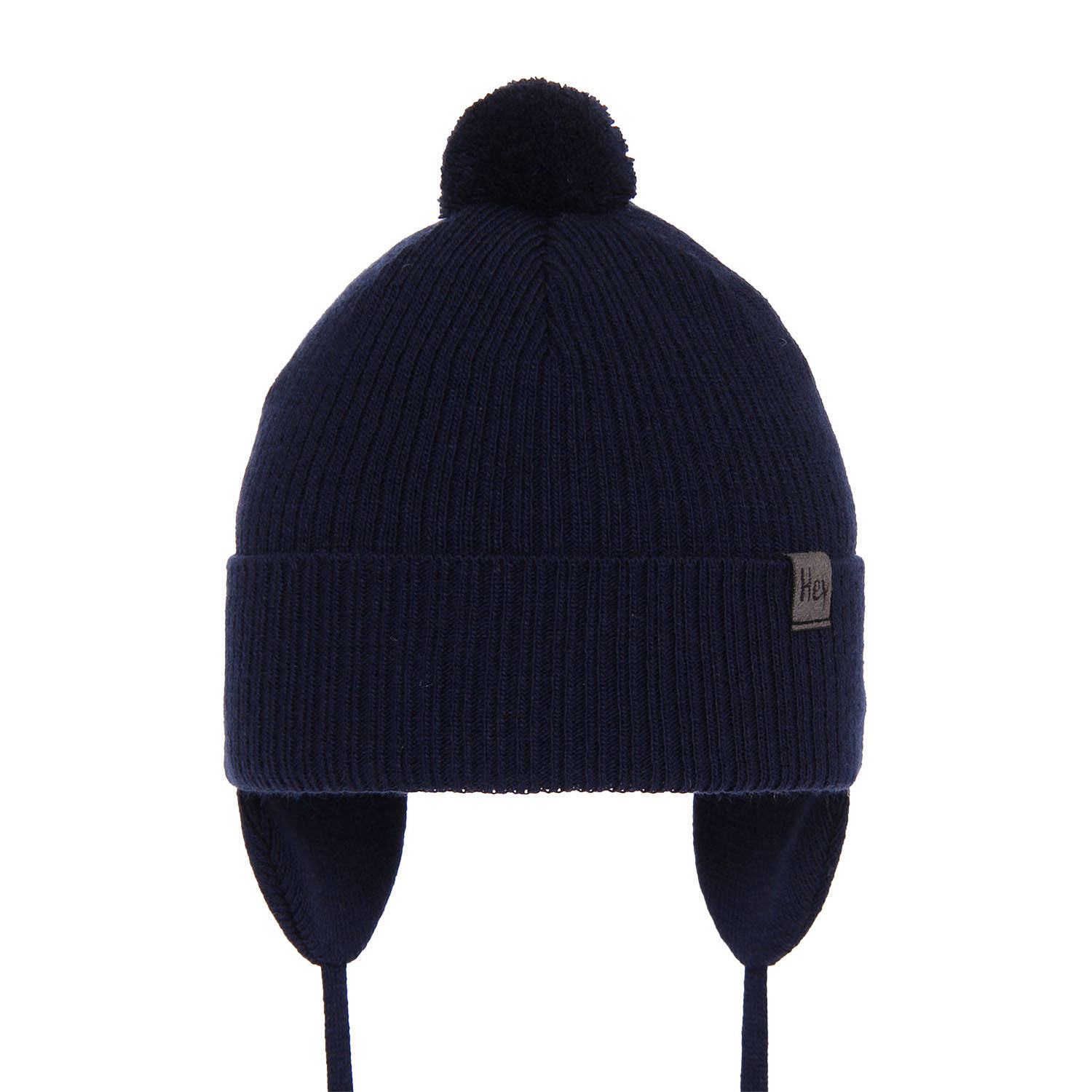 Pojke höst/vår mössa, blå, med knytband, med pompom, Axel