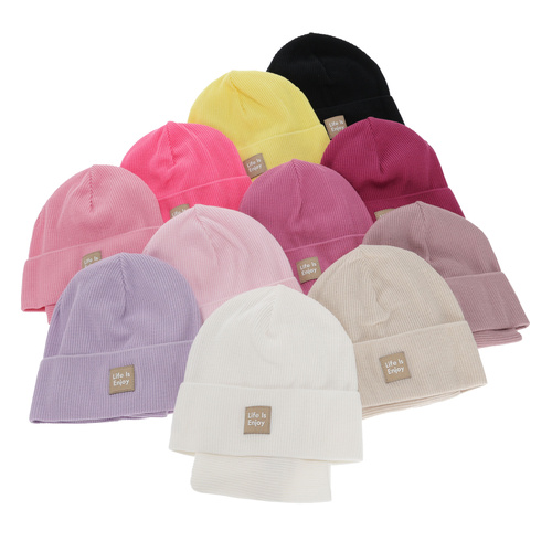 Flicka höst/vår set: mössa och tubhalsduk, beige, med bomull, Zola