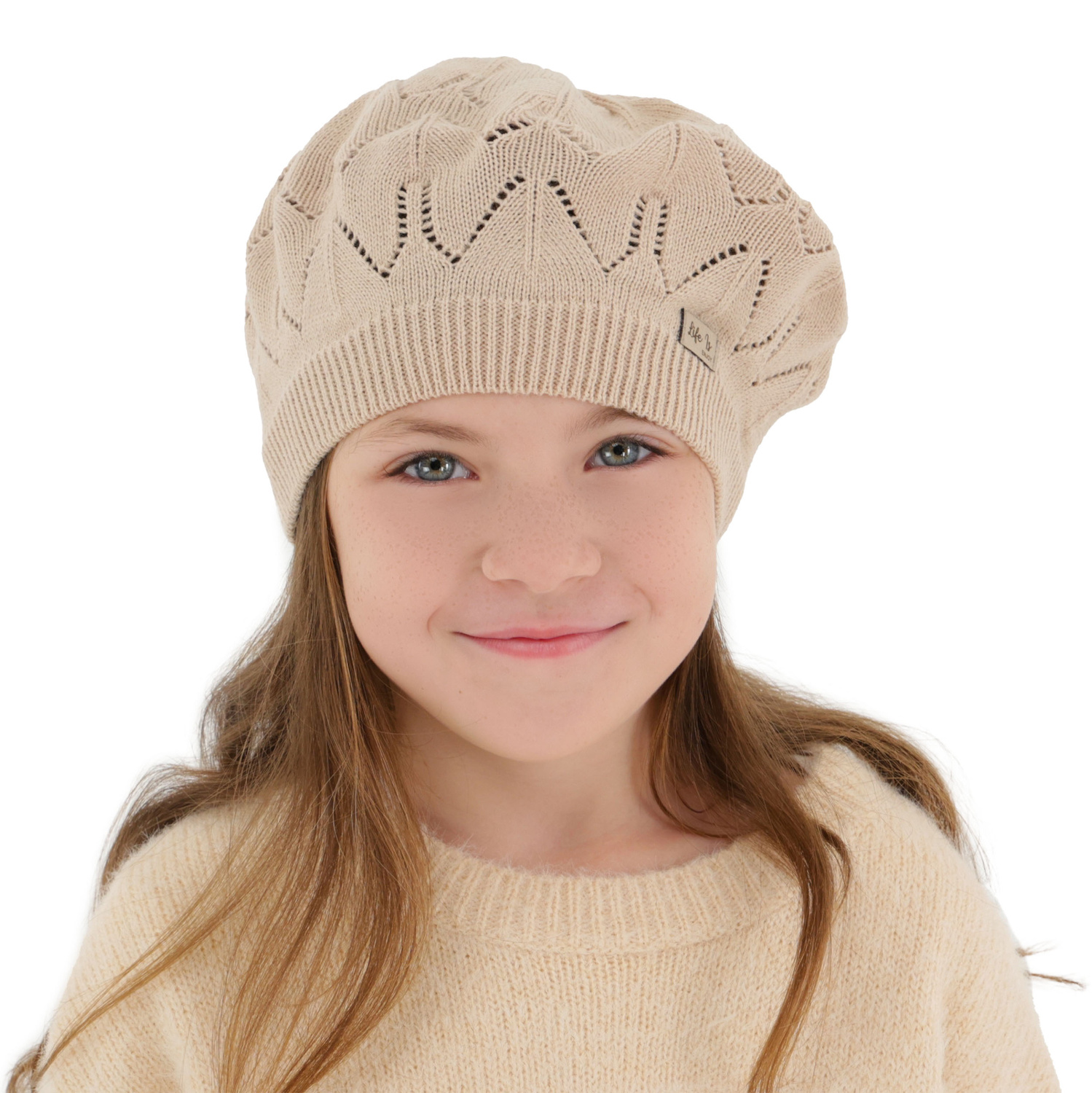 Flicka höst/vår beret, beige, Liveria