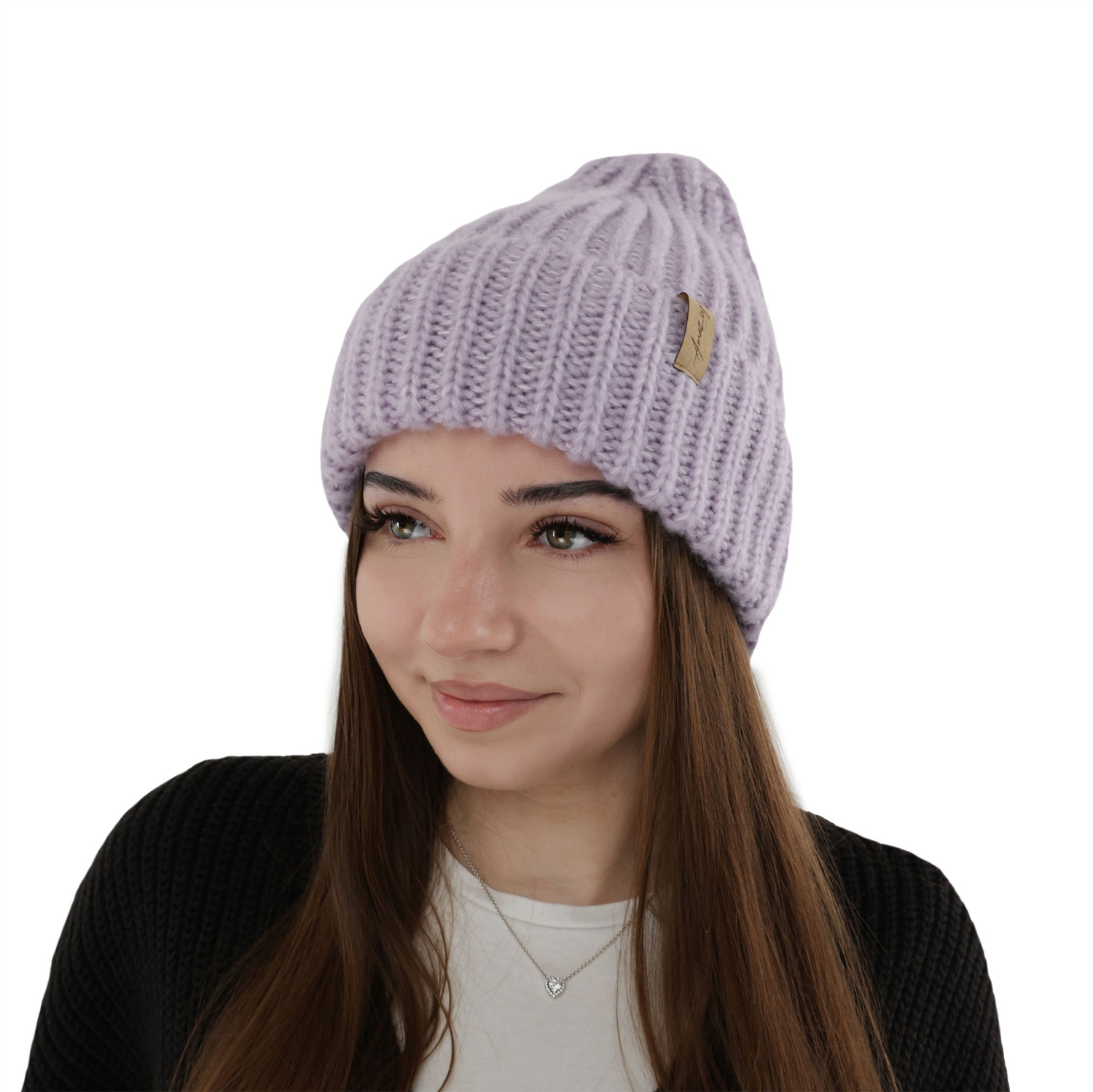 Dam vintermössa, beige, med merinull, Caro