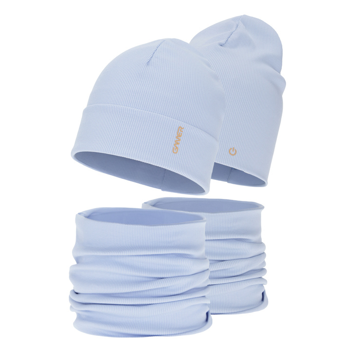 Pojke höst/vår set: mössa och tubhalsduk, bomull, blå, Desider