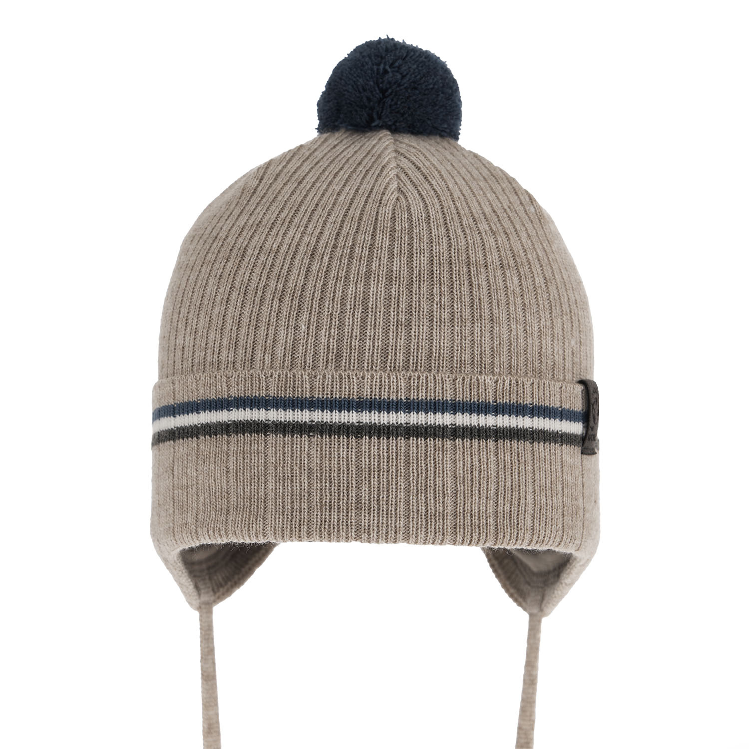Pojke höst/vår mössa, beige, med knytband, Vesper