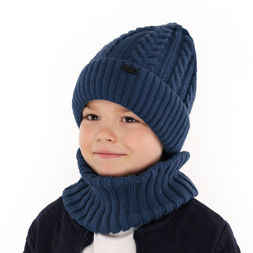 Pojke vinter set: mössa och halsduk, orange, Med pompom, Colins