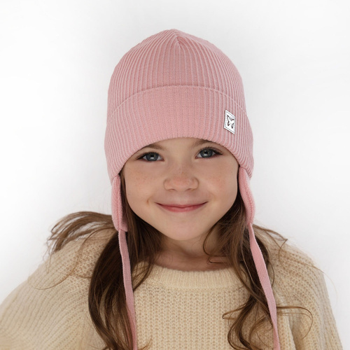 Flicka höst/vår mössa, beige, med knytband, Amaya