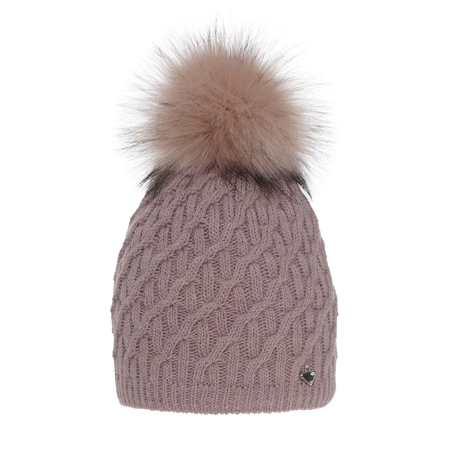 Dam vintermössa, rosa, med pompom, Kaskada