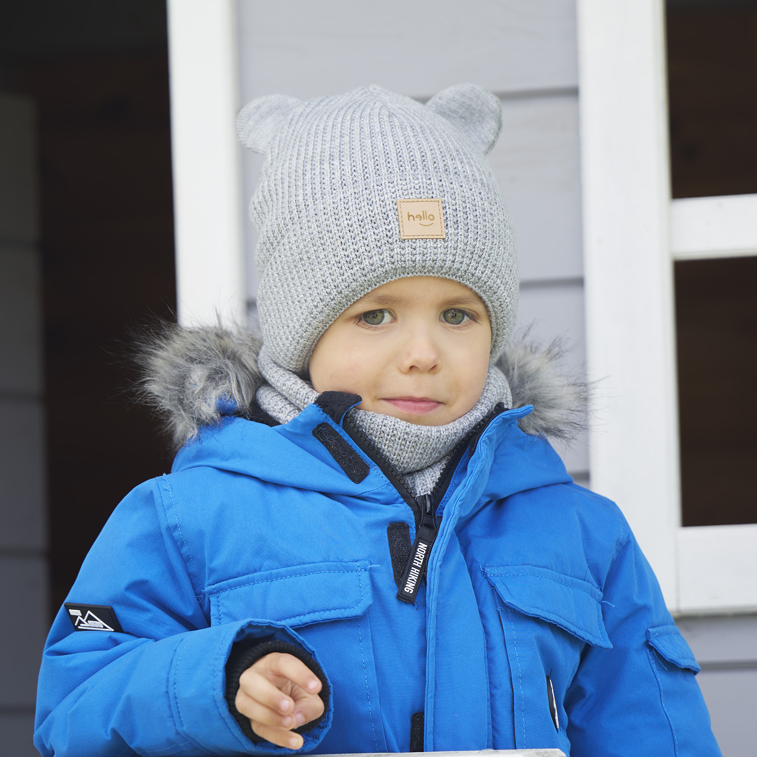 Pojke vinter set: mössa och tubhalsduk, orange, med pompom, Michael