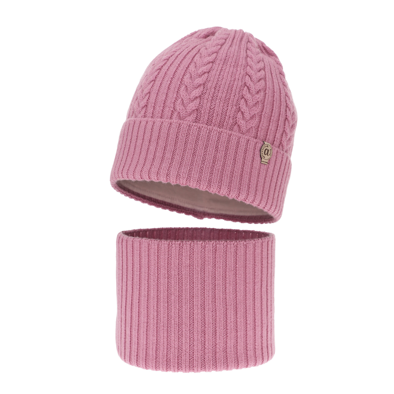 Flicka vinter set: mössa och tubhalsduk, lila, 100% Merino Ull, Jenny