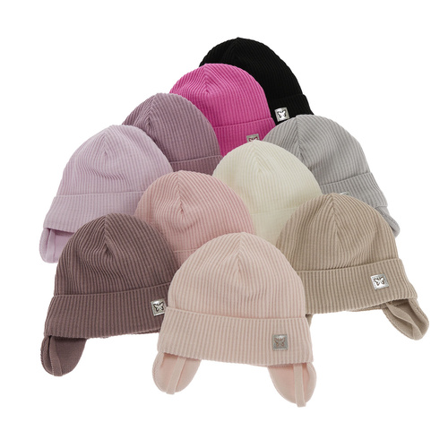 Flicka höst/vår mössa, beige, med knytband, Amaya