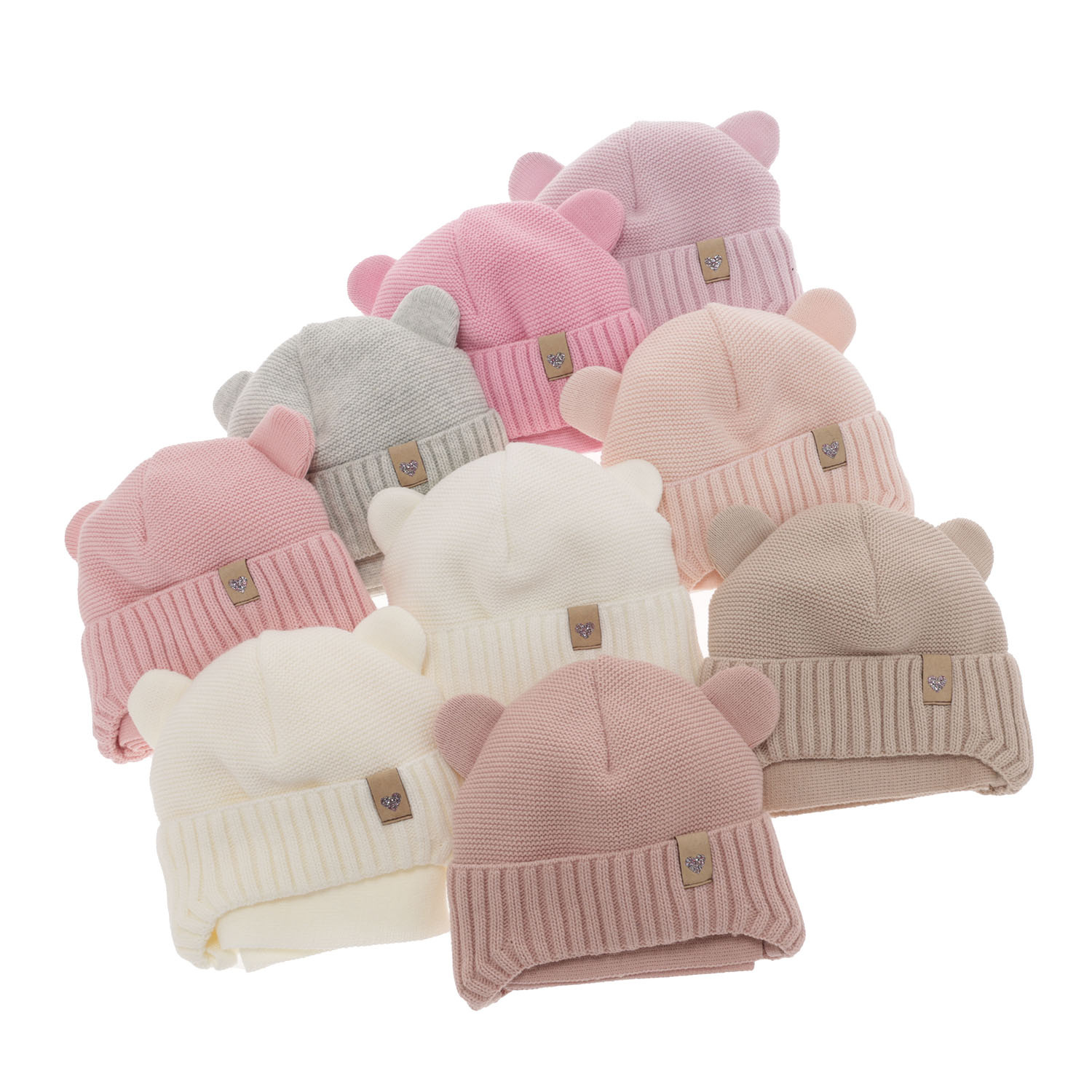 Flicka vinter set: mössa och halsduk, beige, med knytband, Alice